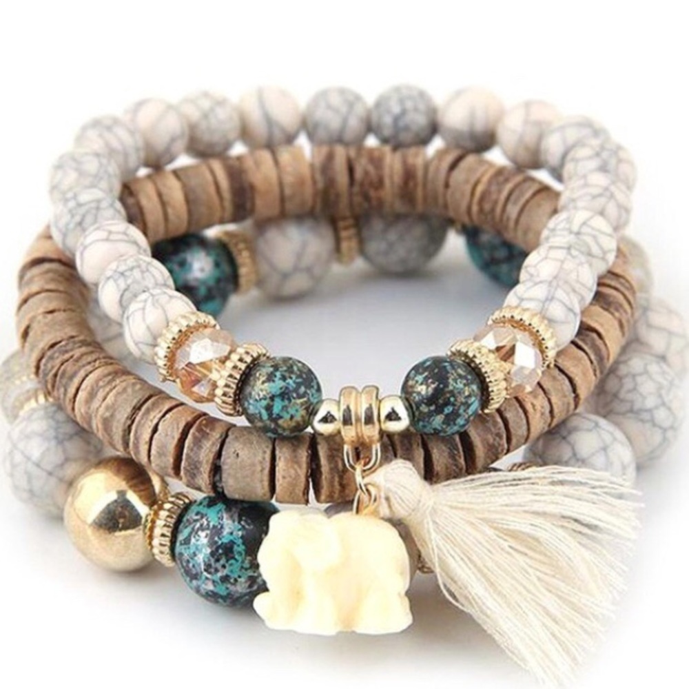 Bohemian Elephant Charm Bracelet